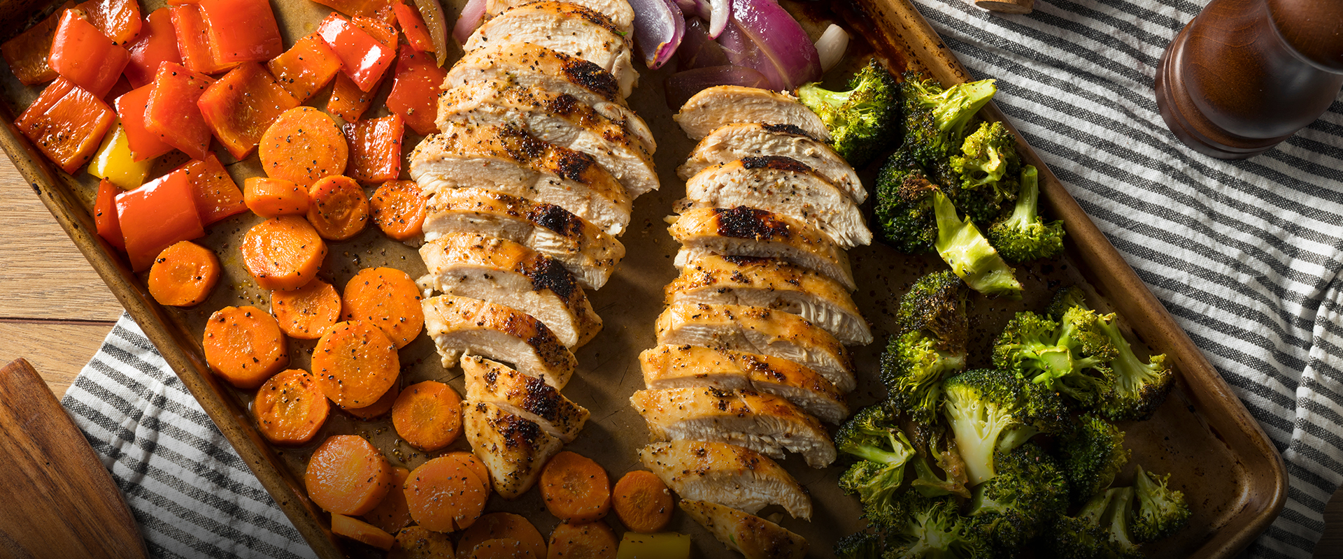 Sheet Pan Chicken with Rainbow Vegetables, Lemon and Parmesan